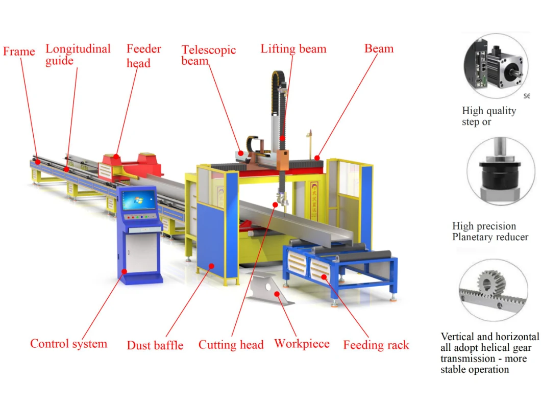 China Factory Supply Direct H Beam Profile Steel Plasma CNC Cutting Machine CNC Plasma Cutting Machine Steel Profile Structure CNC Automatic Cutting Machine